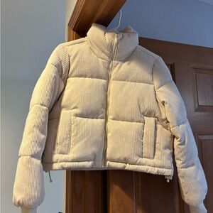 Hollister Women’s Corduroy Cream Puffer Jacket